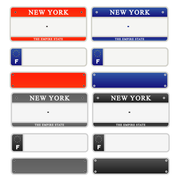 汽车号码车牌牌照集矢量插图eps 10图片下载