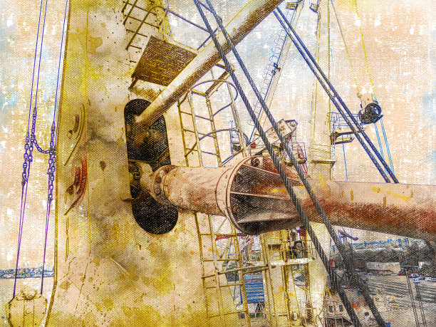 数字水彩画。当代艺术。行业。港口铬图片下载