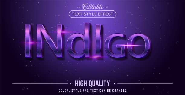 可编辑的文本样式效果-靛蓝文本样式图片下载
