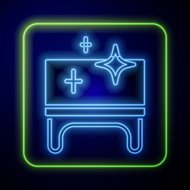 发光的霓虹灯干净的木桌图标孤立图片下载