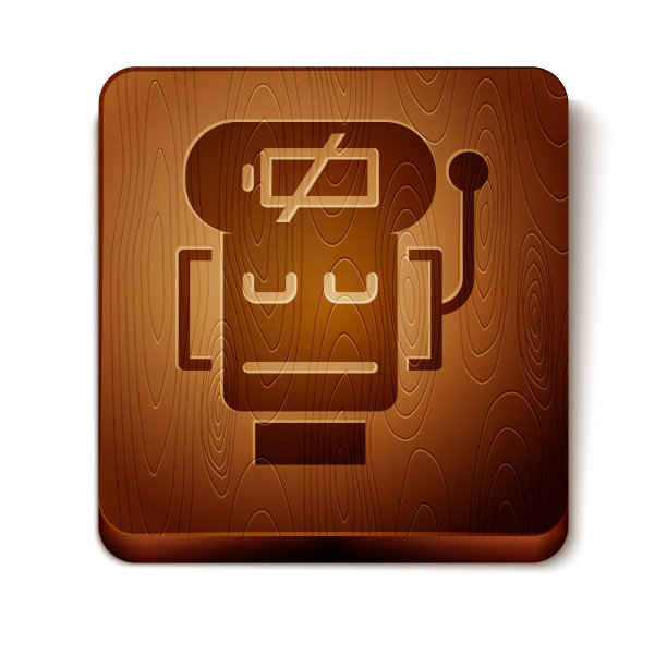 棕色机器人电池电量不足图标隔离图片下载