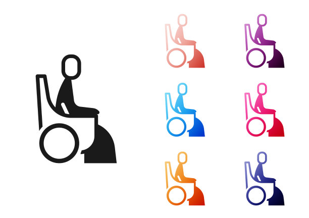 黑人妇女坐在轮椅上的残疾人图标图片下载