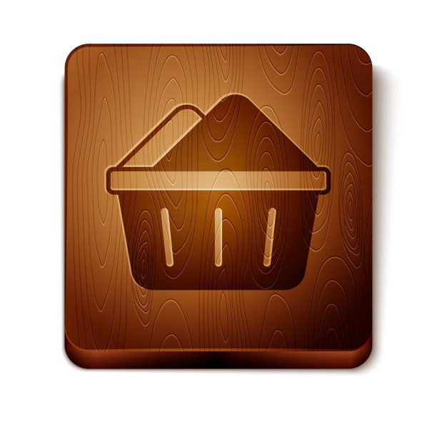 棕色的塑料面盆与肥皂泡图标隔离图片下载