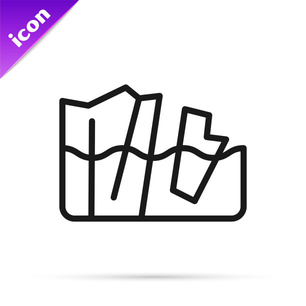 黑线冰川融化图标孤立在白色上图片下载