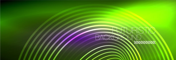 暗抽象背景与发光的霓虹灯圈图片下载