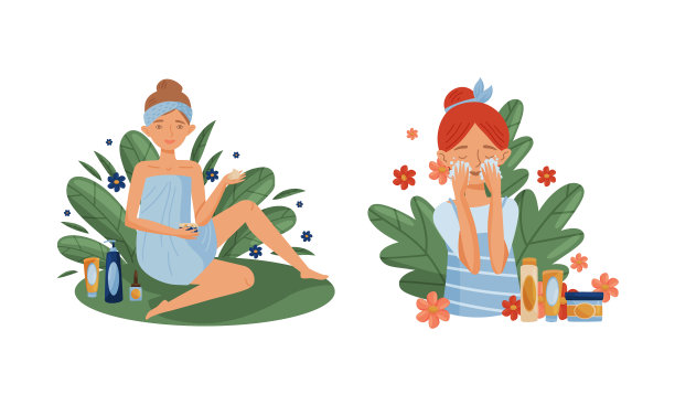 女性使用和测试天然有机化妆品图片下载