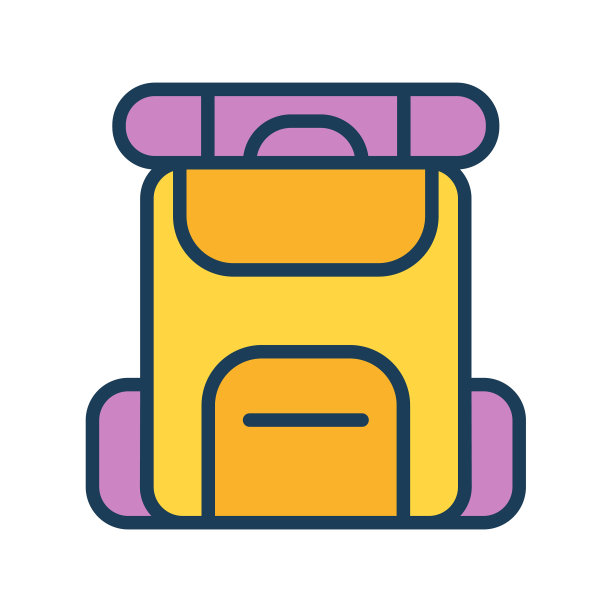 背包单孤立的图标与填充线图片下载