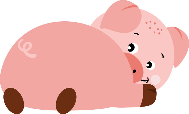 可爱快乐的粉红猪躺着图片下载