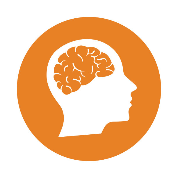 大脑，思想，头部图标。橙色颜色向量EPS。图片下载
