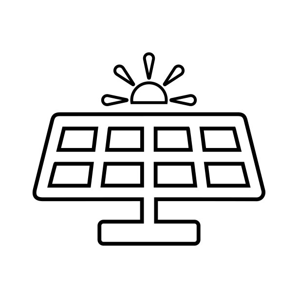 太阳能系统能源线性图标，轮廓矢量图图片下载