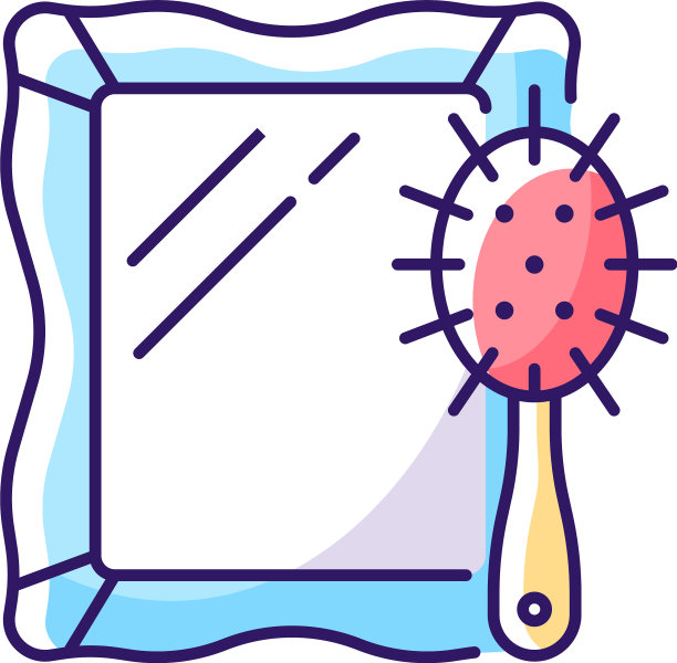 镜子和头发刷RGB颜色图标图片下载