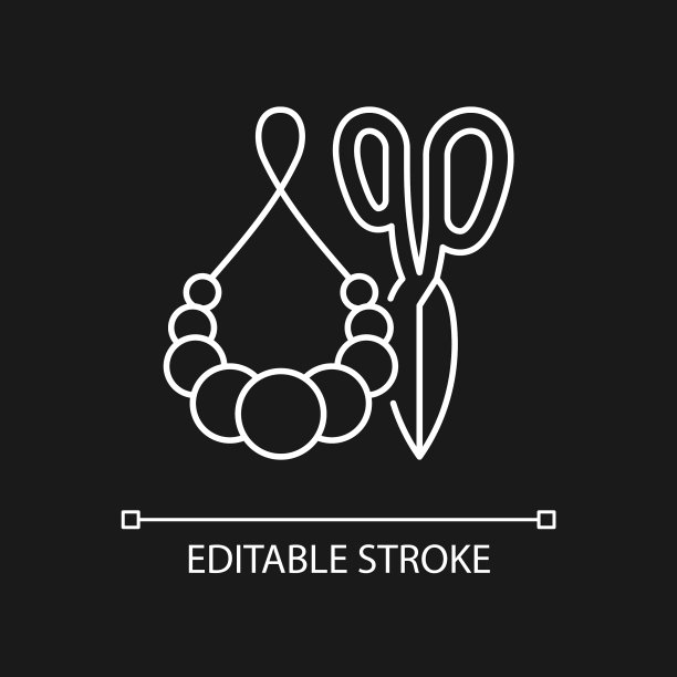 手工绒珠饰品为白色线形图标图片下载