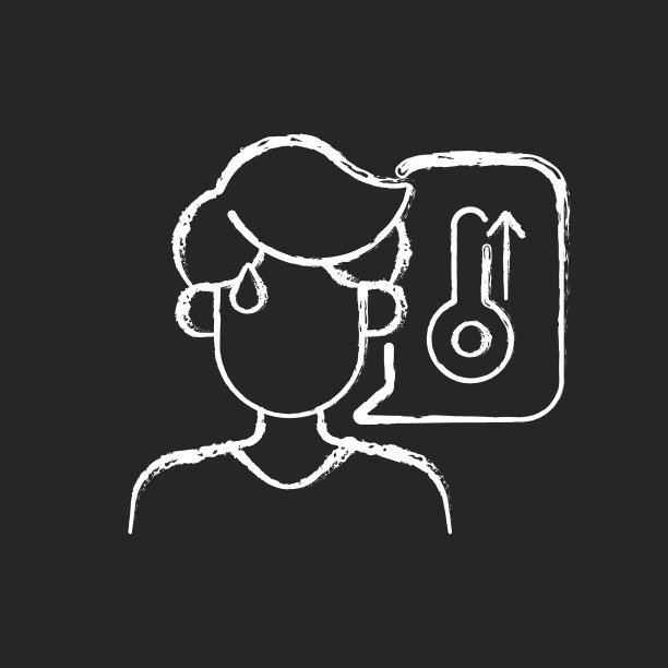 高体温粉笔白色图标在黑暗中图片下载