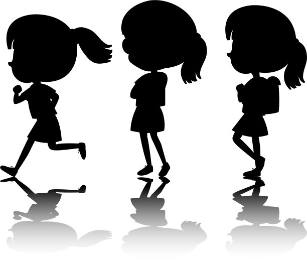 把孩子的剪影反射在白色上图片下载