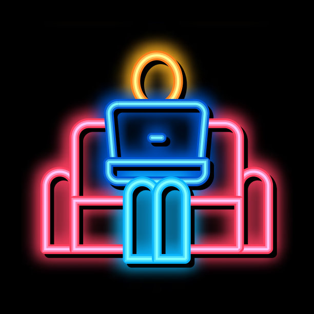 在家沙发上遥控工作霓虹灯图标图片下载