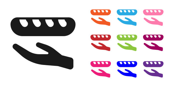 黑色捐赠食物图标孤立在白色图片下载