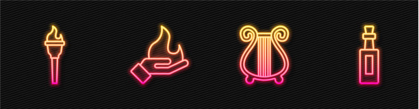 集线古琴火炬火焰手执图片下载