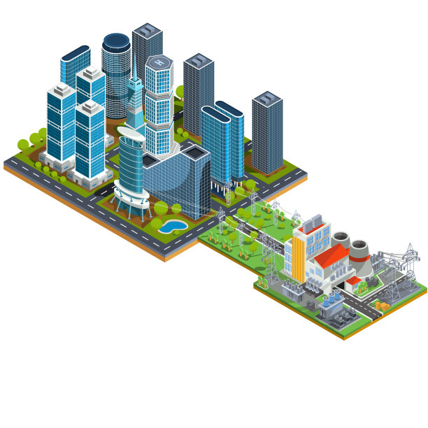 等距三维现代城市小区图片下载