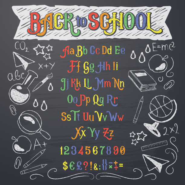 复古字体，大写字母，数字和符号图片下载