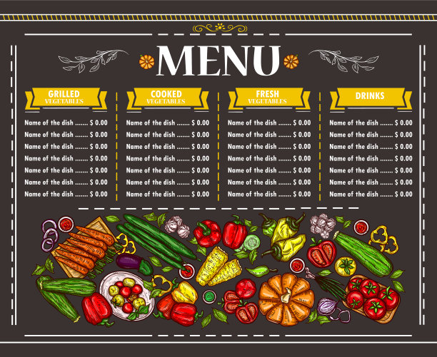 一个素食餐厅的菜单设计图片下载