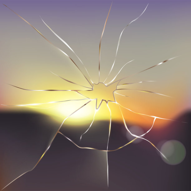 破碎和破裂的窗户玻璃逼真图片下载