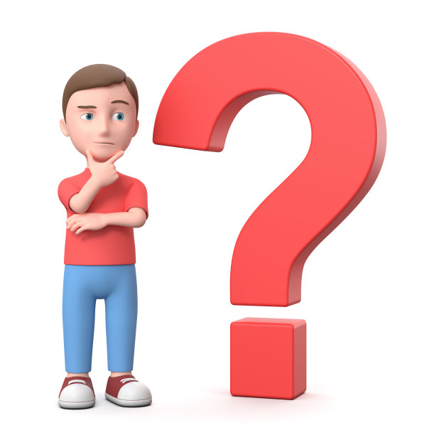 带问号的困惑少年。3D卡通人物孤立在白色上图片下载