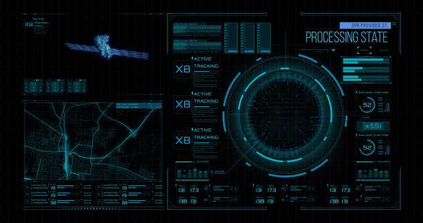 一个未来计算机软件数字界面与控制系统的空间探测器在太空中使用数字界面。航天器间数字数据传输技术的发展。图片下载