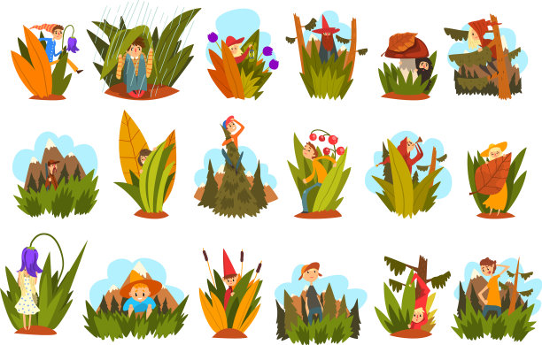 树林里的人和植物让男孩们兴奋不已图片下载