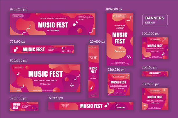 收集不同大小的移动网页横幅图片下载