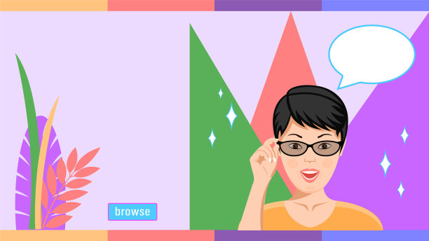 戴眼镜的女人惊讶情绪卡通平图片下载