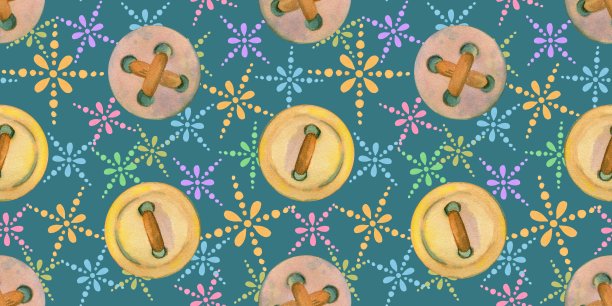 圆形可爱的卡通木制按钮，深蓝色背景图片下载