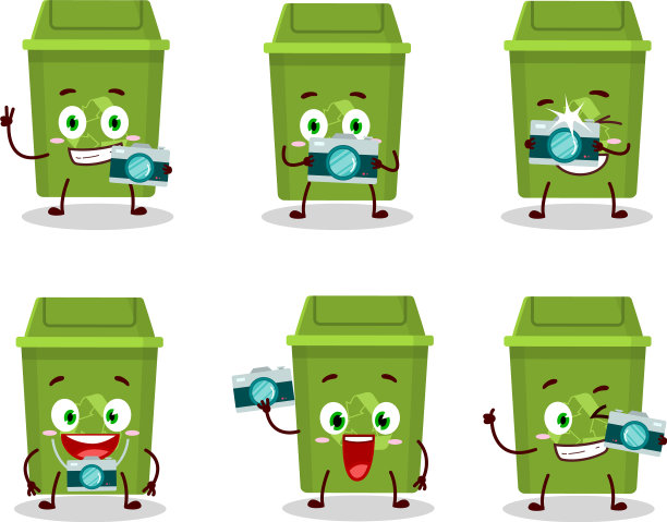 摄影师专业与回收垃圾桶图片下载