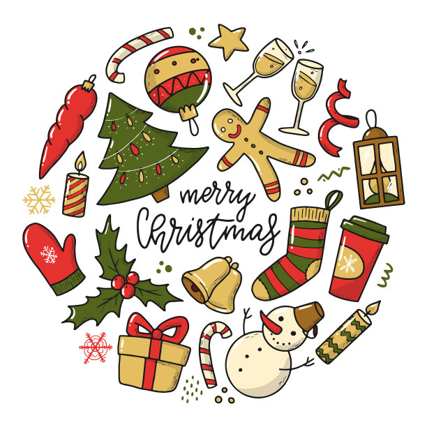 圣诞节彩色涂鸦图片下载