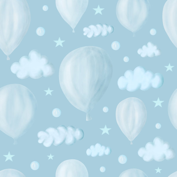 蓝色的气球在天空中飞出无缝的图案图片下载
