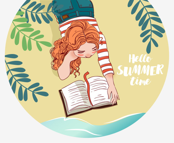 可爱的女孩在看书图片下载