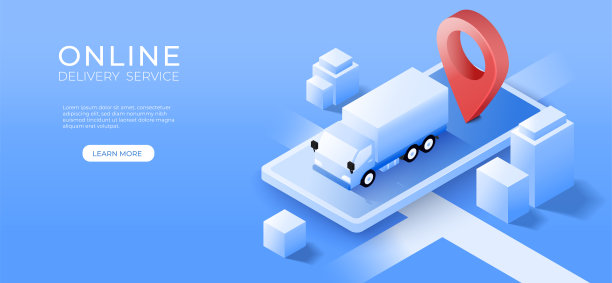 移动应用在线递送服务与3D导航仪和移动等距。Pin定位检查城市地图背景。矢量艺术插图图片下载