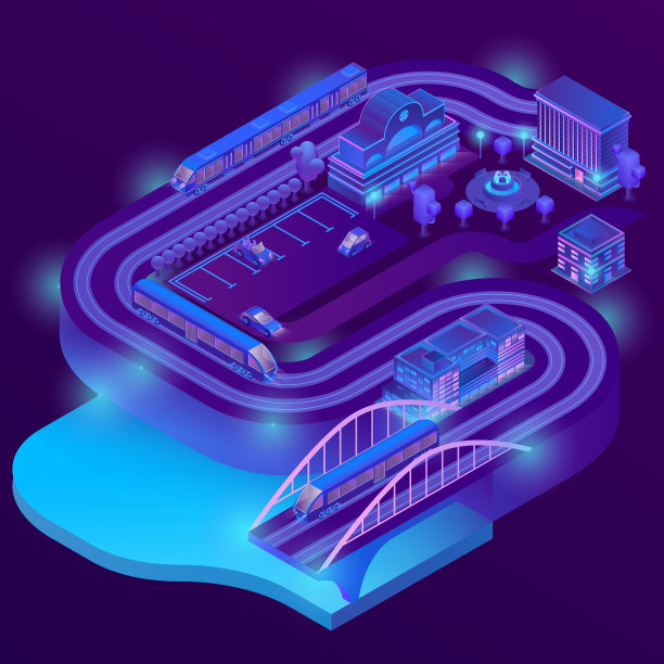 三维等距火车站道路基础设施图片下载