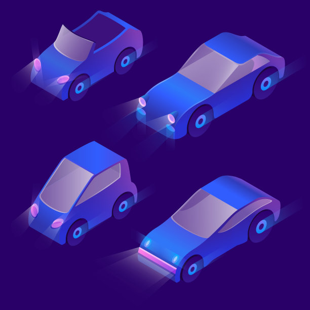 3d等距城市交通与前照灯图片下载