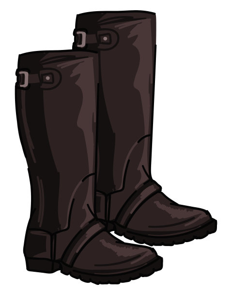 带扣和皮革的英国狩猎靴图片下载