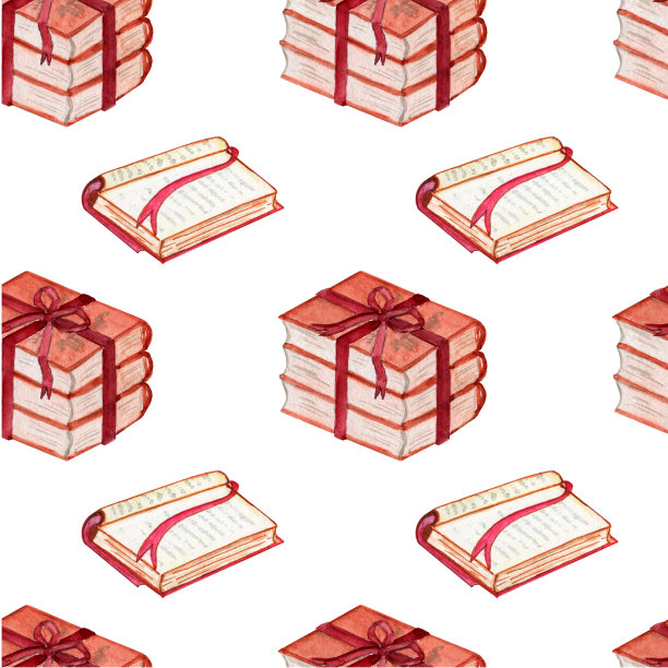 无缝图案，老式纸张和书写墨水瓶无缝图案。无缝模式与老式的书籍和图书馆的对象隔离在白色的背景。图片下载