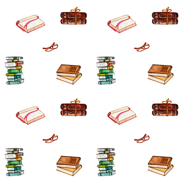 无缝图案，老式纸张和书写墨水瓶无缝图案。无缝模式与老式的书籍和图书馆的对象隔离在白色的背景。图片下载