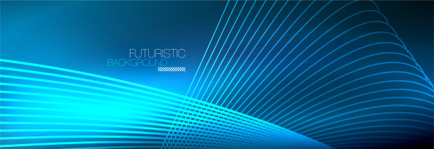 抽象的霓虹灯在黑暗中发出波浪般的光图片下载