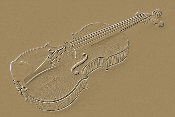 小提琴的数字浮雕图像图片下载