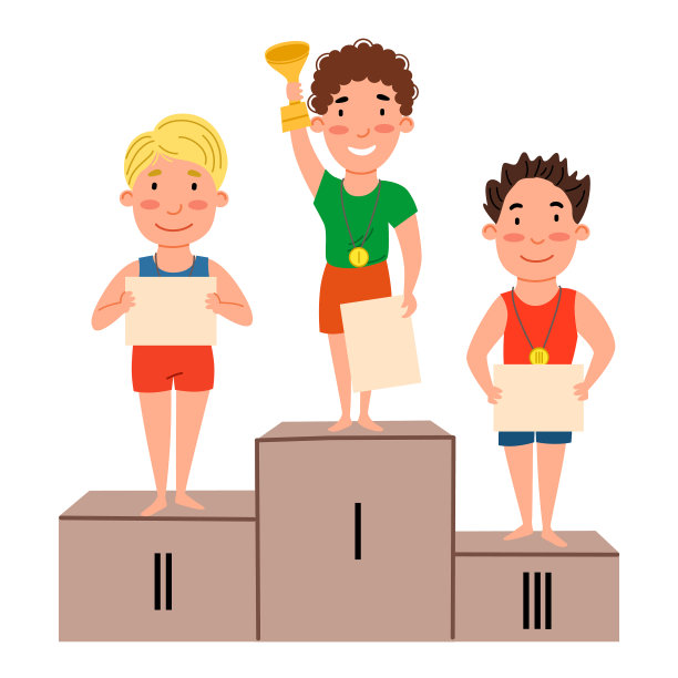 获奖的孩子们站在领奖台上图片下载