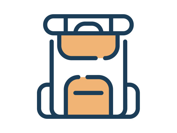 背包单一孤立的图标与破折号或虚线图片下载