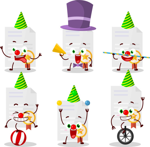 拥有各种卡通人物奖文凭图片下载