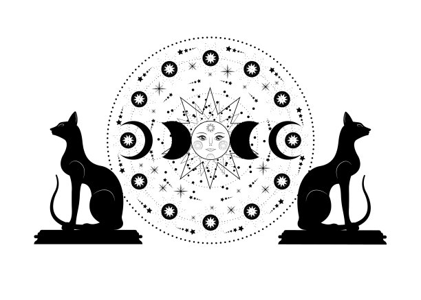 三月亮和黑猫异教徒的巫术崇拜者女神图片下载