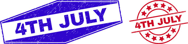 7月4日腐蚀徽章圆形和六角形图片下载