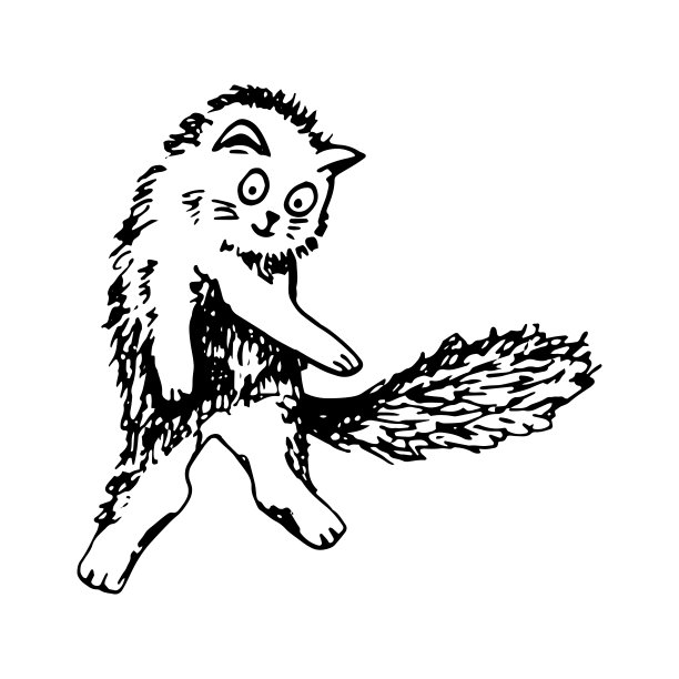 可爱的手画猫在白色背景上跳跃运动。向量可爱的动物在时髦的斯堪的纳维亚风格。有趣，可爱，hygge插图海报，横幅，印刷品，装饰儿童游戏室。图片下载