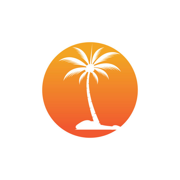 棕榈树夏季标志模板图片下载